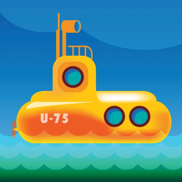 Submarino amarillo — Vector de stock