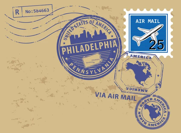 Pennsylvania, Philadelphia bélyegző — Stock Vector