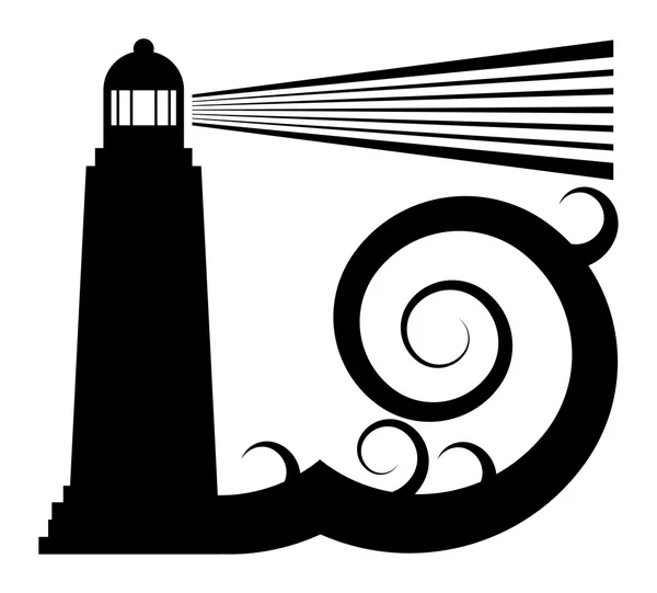 Lighthouse in sea — Stock Vector