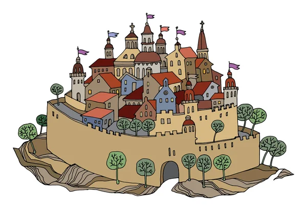 Kreskówka ręcznie rysunek zamku — Wektor stockowy