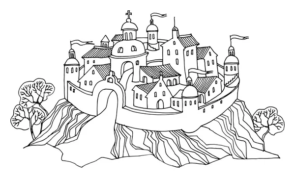 Cartone animato mano disegno castello — Vettoriale Stock