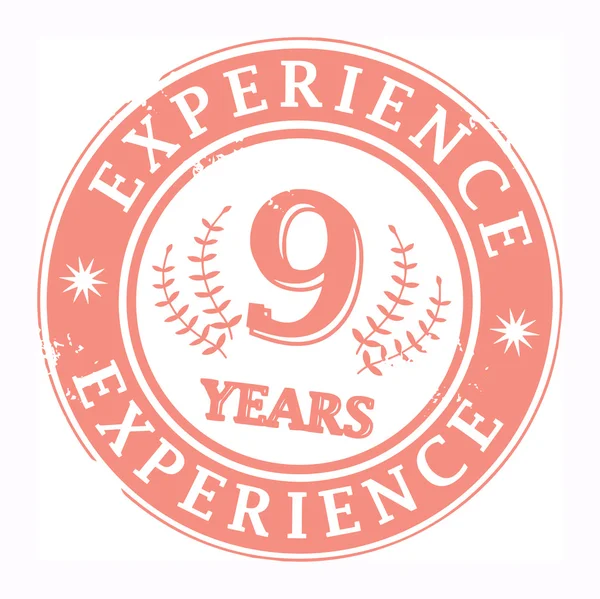 9 años de experiencia sello — Vector de stock