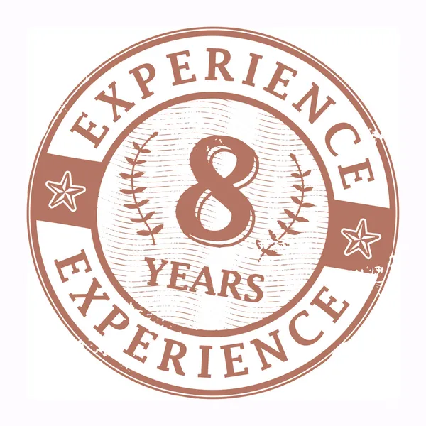 8 Years Experience stamp — Stock Vector