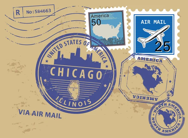 Illinois, Chicago stamp — Stock Vector