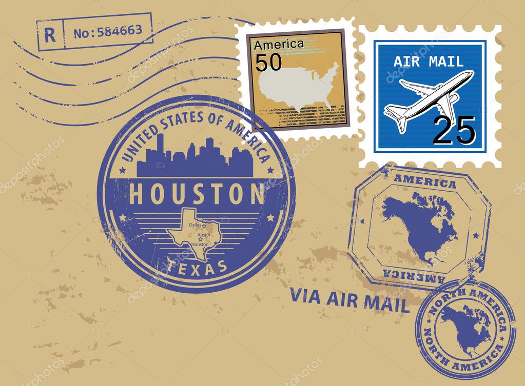 Texas, Houston stamp set ⬇ Vector Image by © _fla Vector Stock 21001529