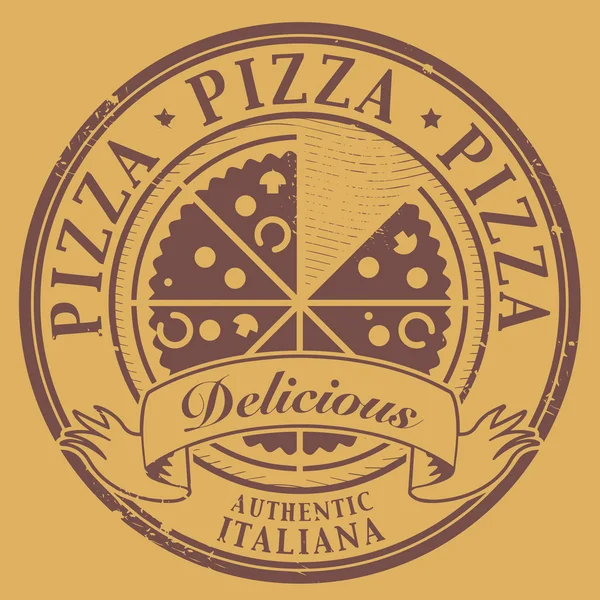 Pizza - Delicious stamp — Stock Vector