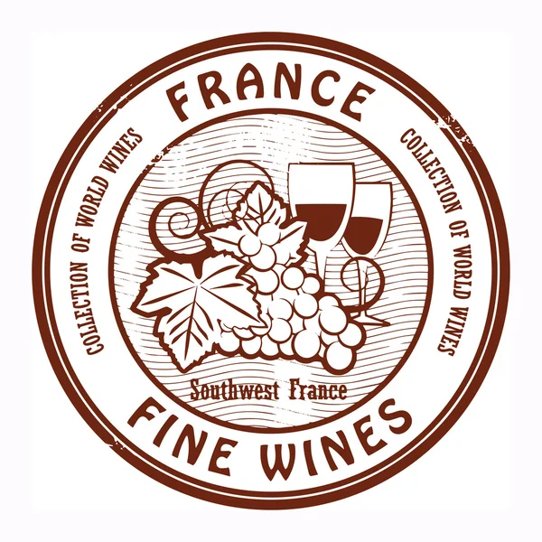 法国精品葡萄酒邮票 — 图库矢量图片