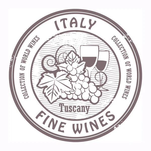 Itália, carimbo dos vinhos finos — Vetor de Stock