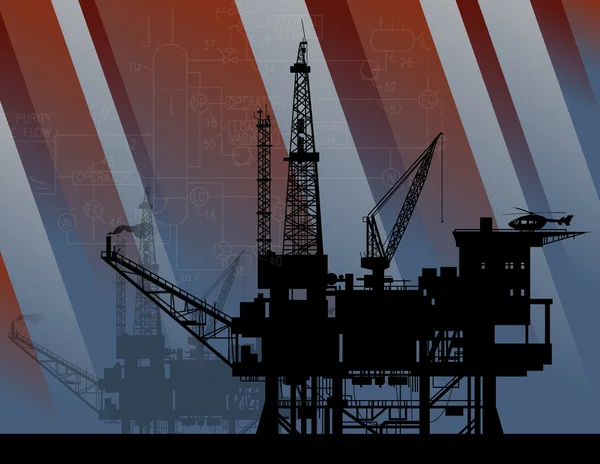 Εξέδρα πετρελαίου στη θάλασσα — Διανυσματικό Αρχείο