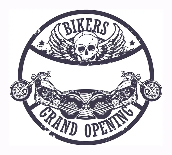 Bikers Grand Opening selo — Vetor de Stock
