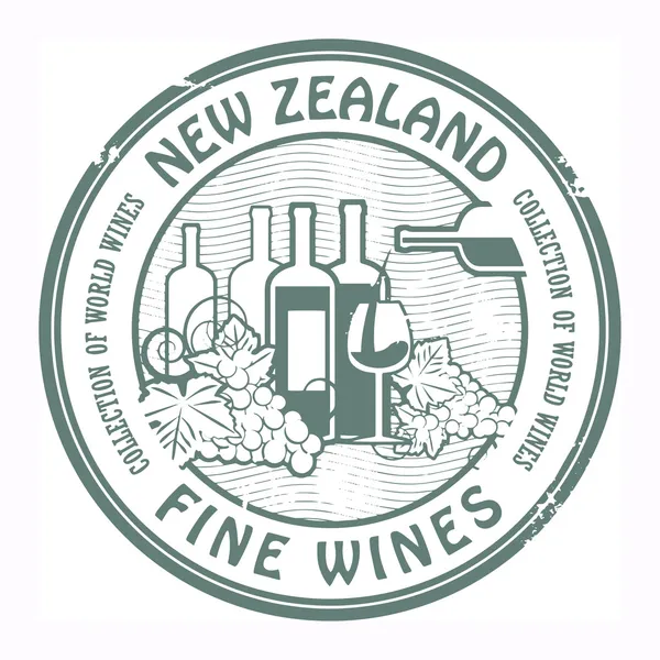 新西兰上, 好的葡萄酒邮票 — 图库矢量图片