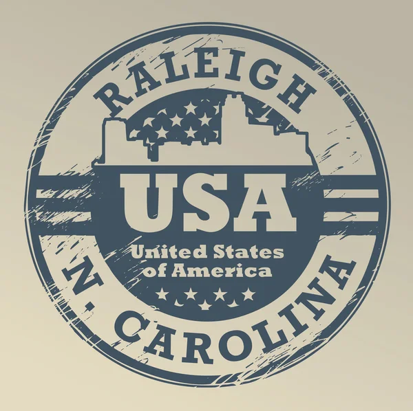 Carolina del Nord, timbro Raleigh — Vettoriale Stock