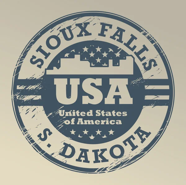 Dakota do Sul, selo de Sioux Falls — Vetor de Stock