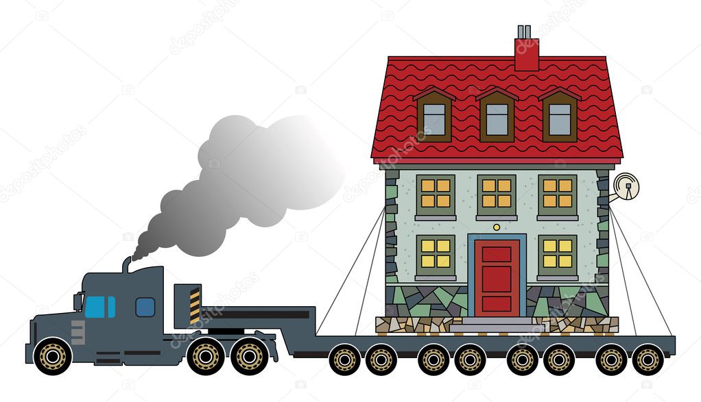 Truck delivers the house