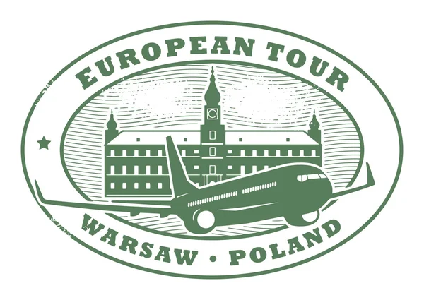 European Tour, Warsaw, Poland sign — Stock Vector