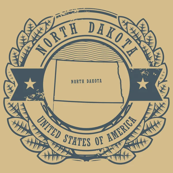 Dakota del Nord, francobollo USA — Vettoriale Stock