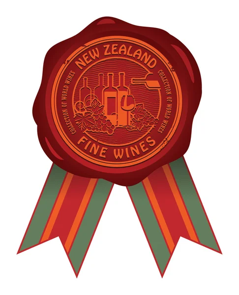 新西兰精品葡萄酒密封 — 图库矢量图片