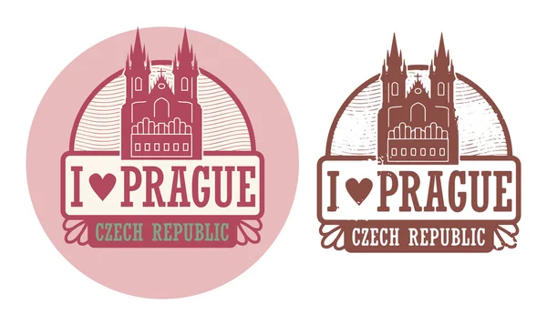 Love Prague, sello de la República Checa — Vector de stock