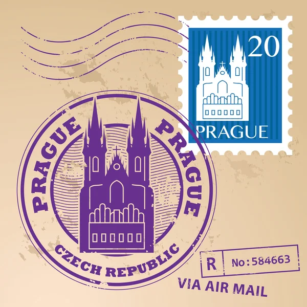 Prague, République tchèque timbre — Image vectorielle