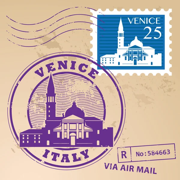 威尼斯，意大利邮票 — 图库矢量图片