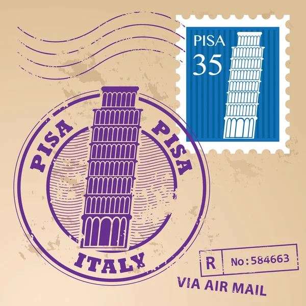 Pisa, İtalya damgası — Stok Vektör