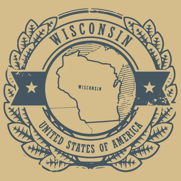 Wisconsin, francobollo USA — Vettoriale Stock