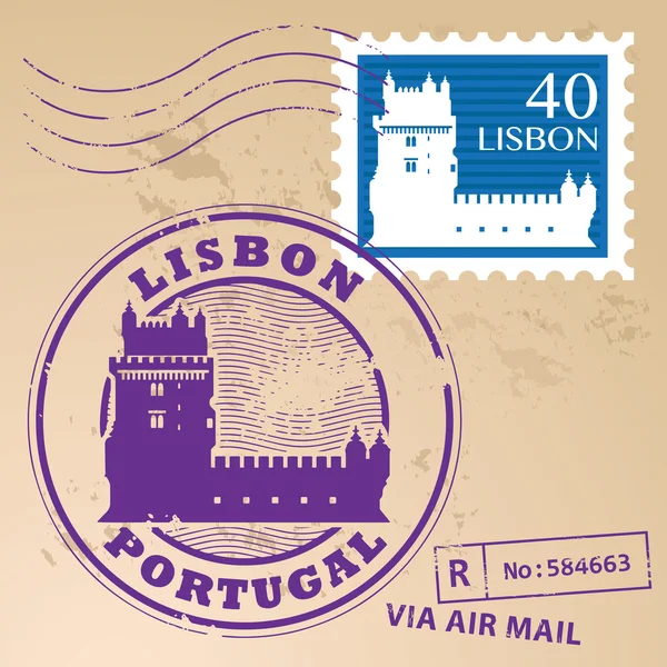 Sello Lisboa, Portugal — Vector de stock