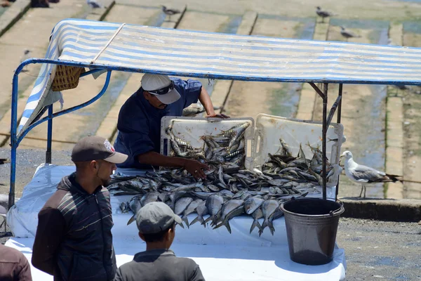 El hombre vende pescado fresco —  Fotos de Stock
