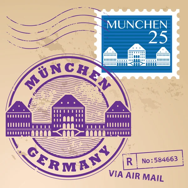 Conjunto de sellos Munchen, Alemania — Vector de stock