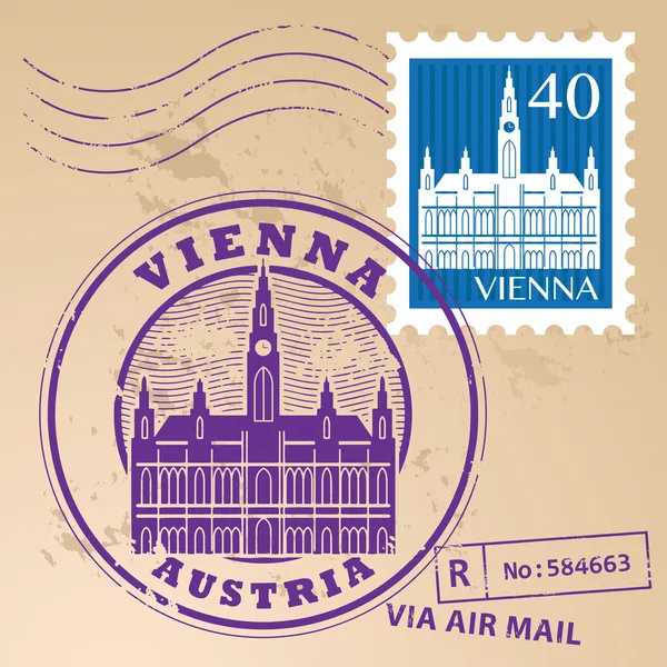 Wien, Österreich Briefmarkensatz — Stockvektor