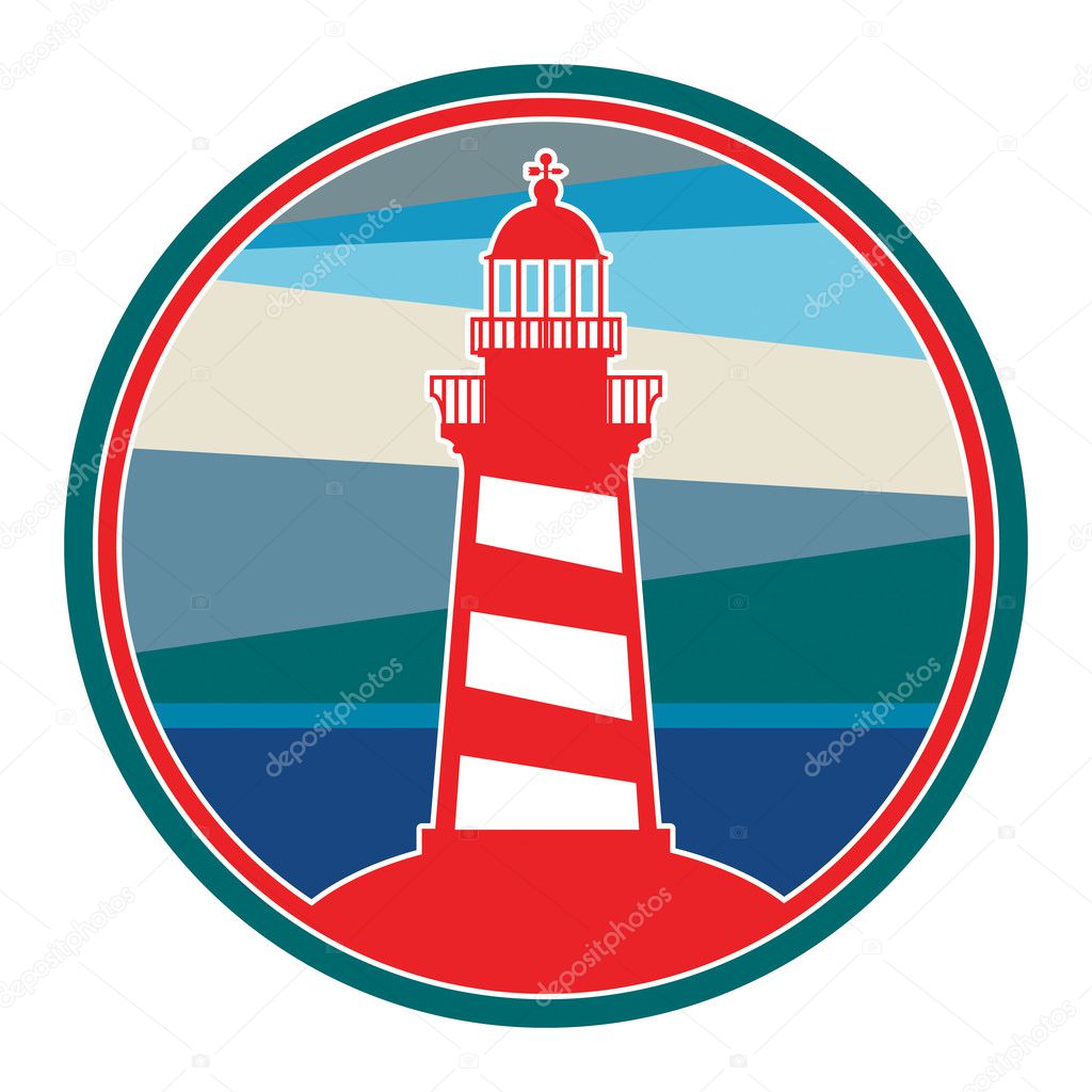 Label with lighthouse