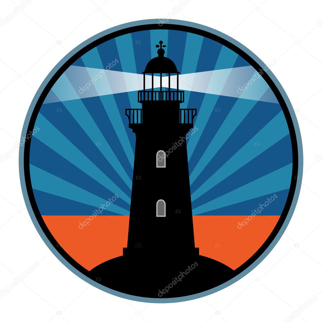 Label with lighthouse