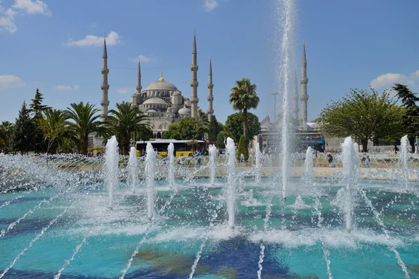 View of the Blue Mosque with fountain