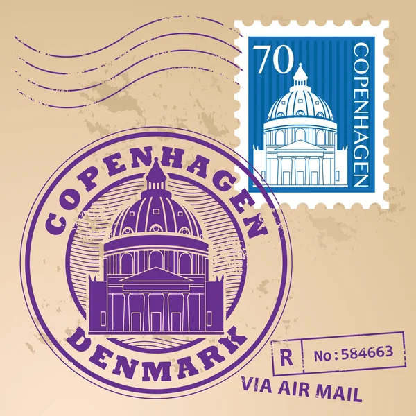Κοπεγχάγη, Δανία σειρά γραμματοσήμων — Διανυσματικό Αρχείο