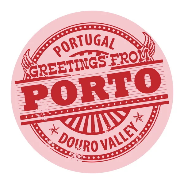 Üdvözletek-ból, Porto, Portugália-bélyegző — Stock Vector
