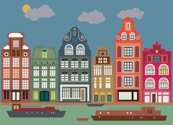 Amsterdam'da binalar — Stok Vektör