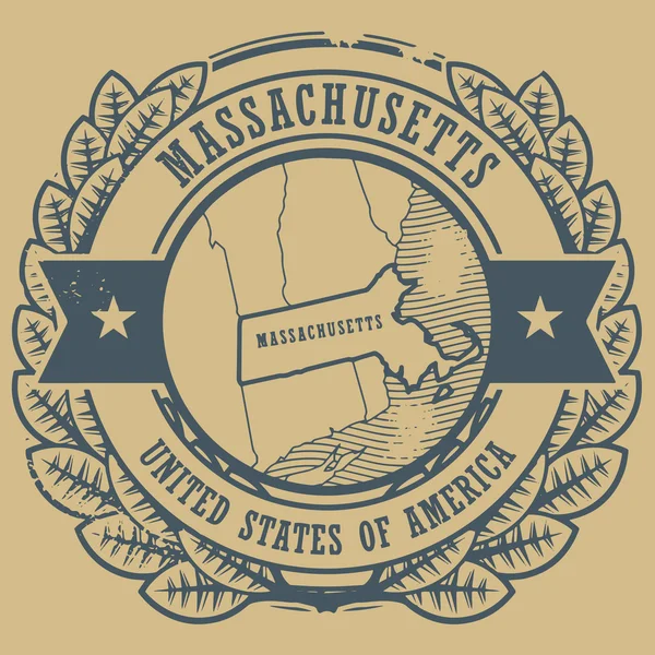 Massachusetts, timbre des États-Unis — Image vectorielle