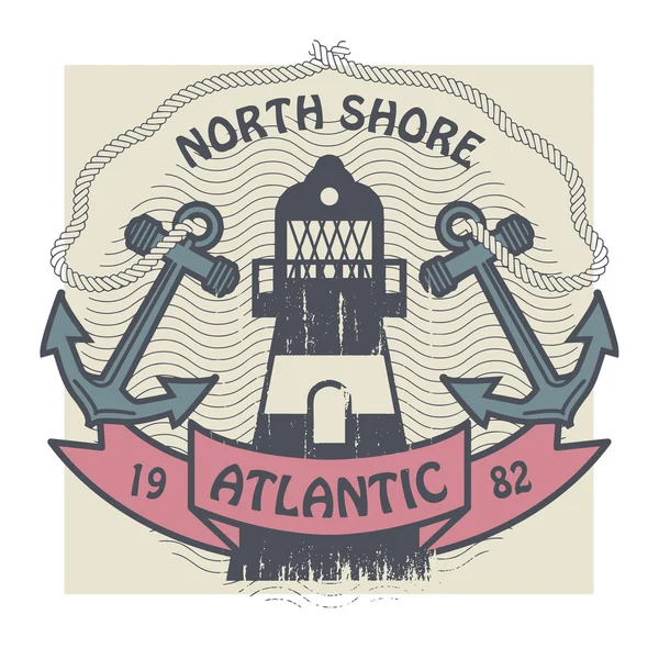 North Shore, label Atlantik - Stok Vektor