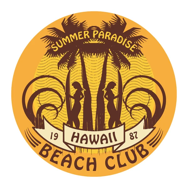 Χαβάης surfer club σημάδι — Διανυσματικό Αρχείο