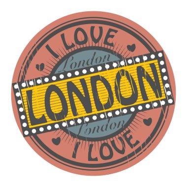 Grunge rengi pul Londra içinde seviyorum metin ile illüstrasyon vektör