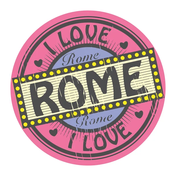 Grunge timbro a colori con testo I Love Rome inside, illustrazione vettoriale — Vettoriale Stock