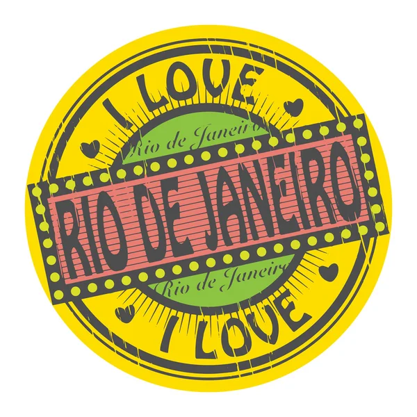 Grunge color stamp with text I Love Rio de Janeiro inside, vector illustration — Stock Vector