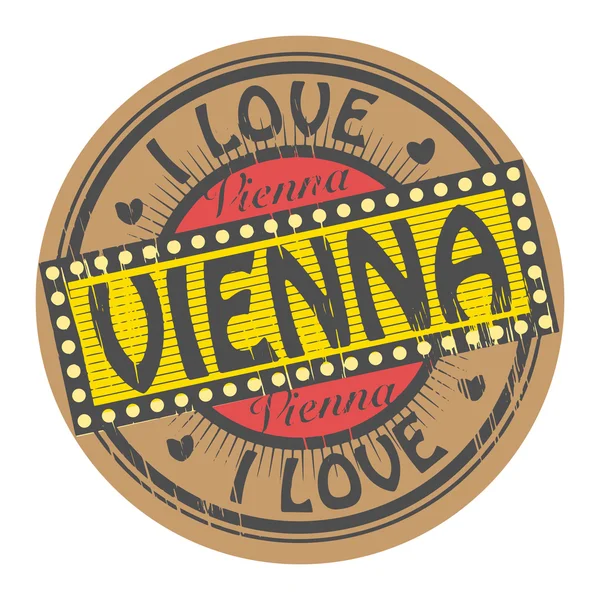 Sello con texto I Love Vienna — Vector de stock