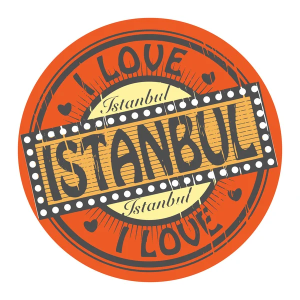 Briefmarke mit Text ich liebe Istanbul — Stockvektor