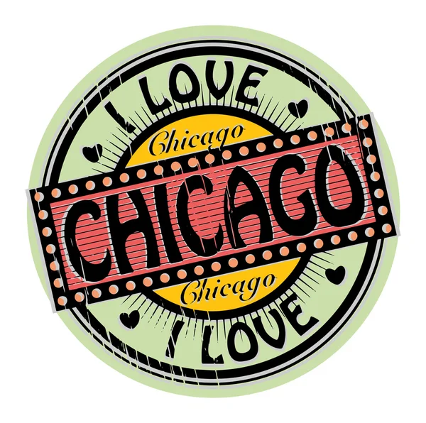 Stamp I Love Chicago — Stock Vector