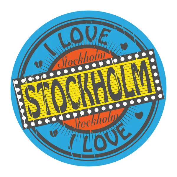 Stamp I Love Stockholm — Stock Vector