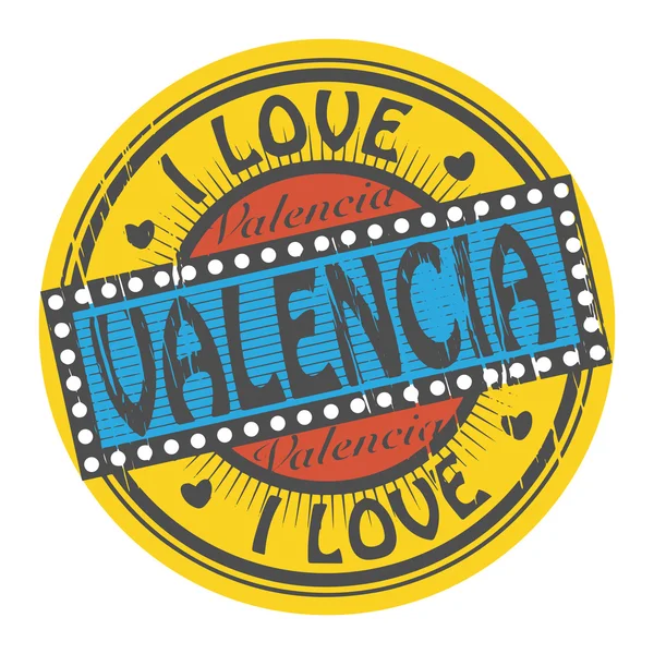 Me encanta Valencia — Vector de stock