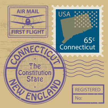 Grunge lastik damgası ile connecticut, vektör çizim adı