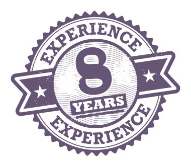 grunge carimbo com o texto de 8 anos de experiência escrito dentro, vector a ilustraçãoGrunge lastik damga metni 8 yıllık tecrübesi ile illüstrasyon vektör içinde yazılı