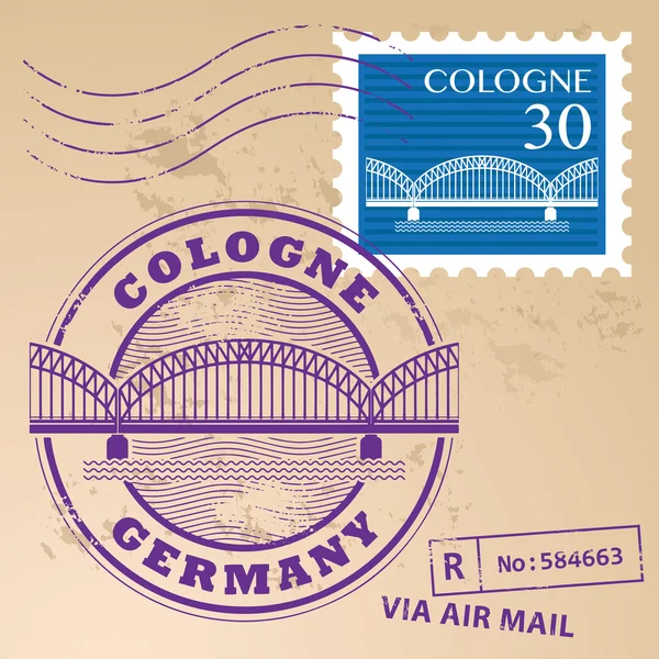 Conjunto de sellos de goma grunge con palabras Colonia, Alemania interior, ilustración vectorial — Vector de stock